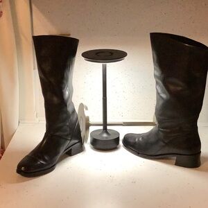 Black below  Knee-High Leather Boots
New cobbler heels